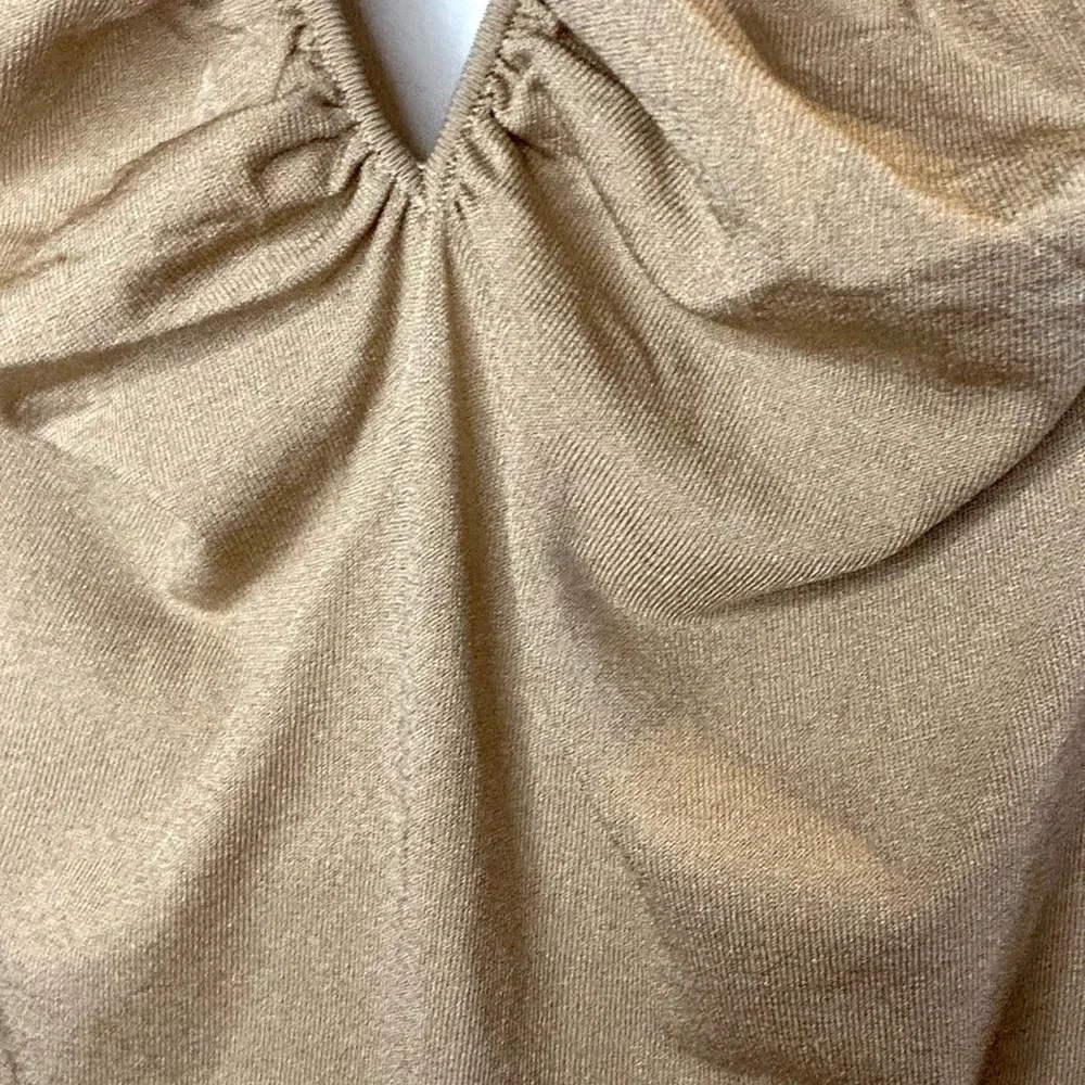Dolce & Gabbana Limited Release Ribbed Tank Golden Fawn V Neck Halter Tie Top 46 - Picture 4 of 11